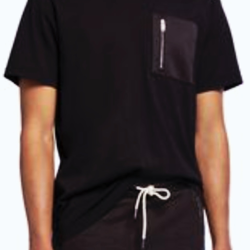 Black Short Sleeve Tee with Modern Accent